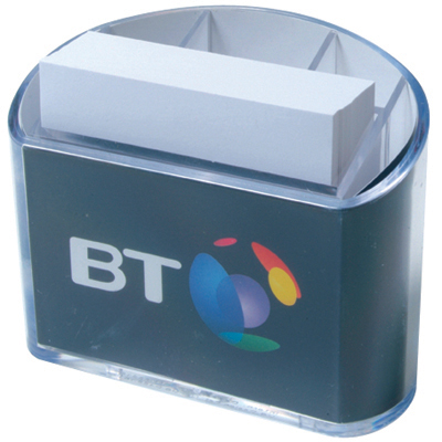 Panoramic pen and memo holder with approx. 200 sheets of plain paper and pen section