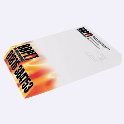 A5 wedge fronted notepad with 300 sheets of 100gsm paper - 1 colour