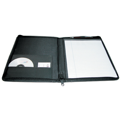 Zipped leather folder in Stirling leather complete with A4 pad and internal pockets